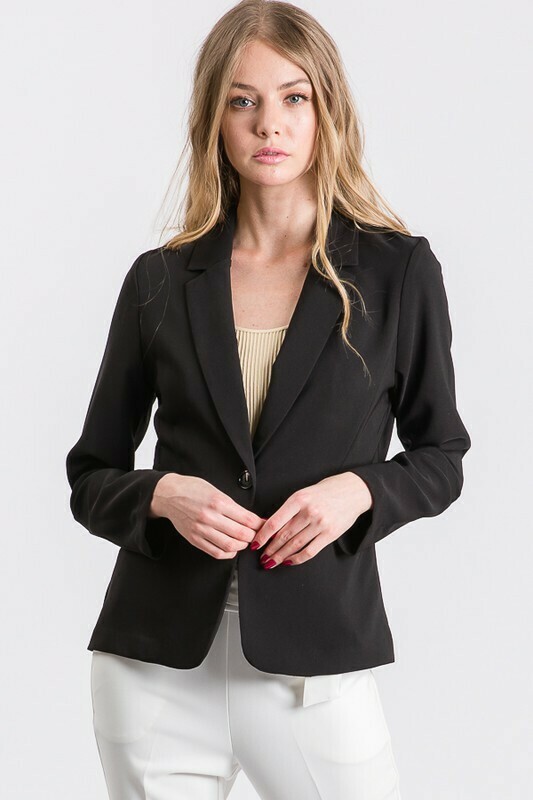 Basic Crepe Blazer Jacket Black