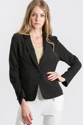 Basic Crepe Blazer Jacket Black