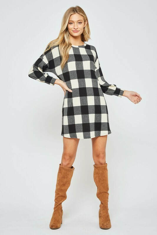 Checkers Dropped Shoulder Ivory/Black