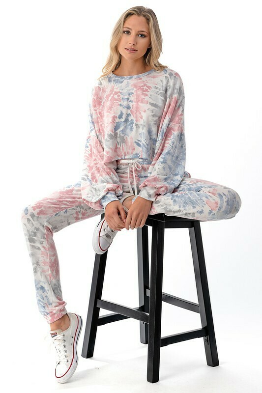 French Terry Boxy Tie Dye Pink Multi