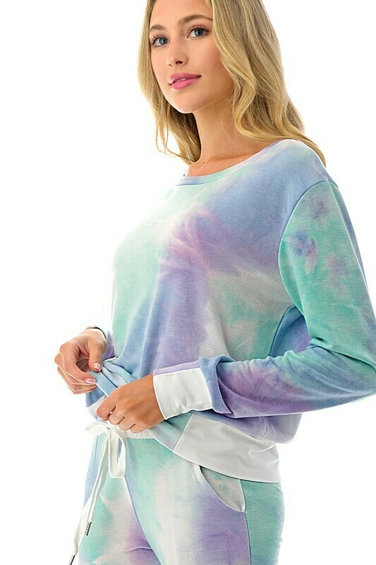 French Terry Tie Dye Purple/Mint Joggers