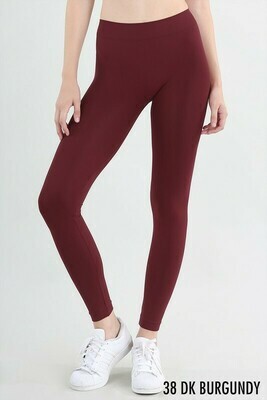 Knitted With Elastic Waistbands Leggings Burgundy