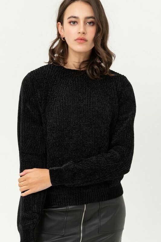 L/S Chenille Sweater Black