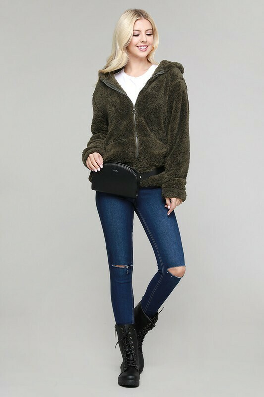 L/S Fur Soft Warm Jacket Army Green