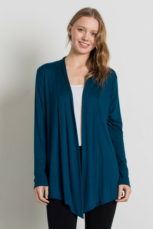 L/S Open Front Cardigan Teal