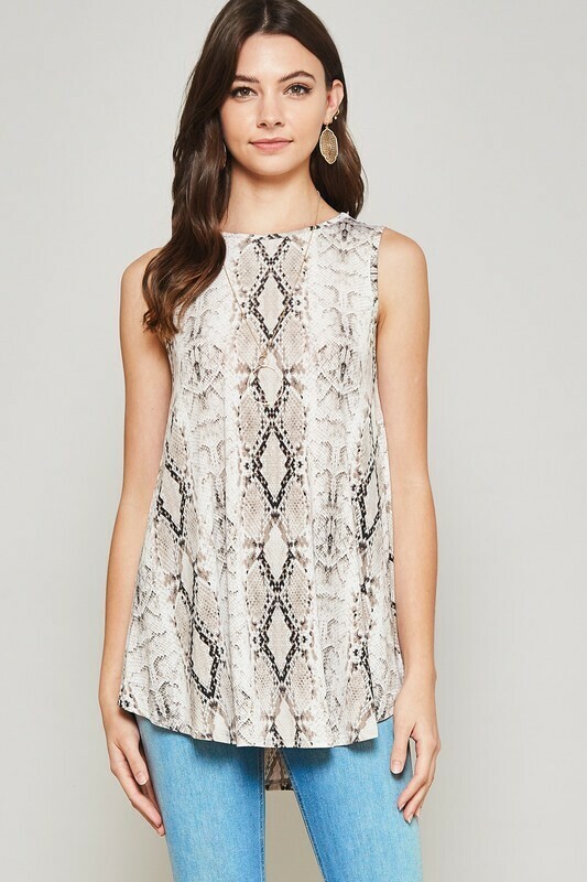Snake Skin Round Hem Ivory/Brown