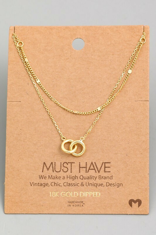 NN4091 Circle Link Necklace-Gold