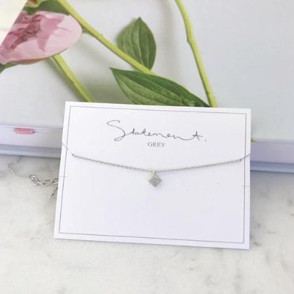 Square Pendent Necklace Silver
