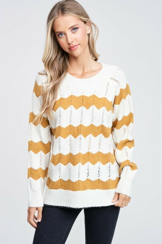 Leah Chevron Detail Sweater Mustard
