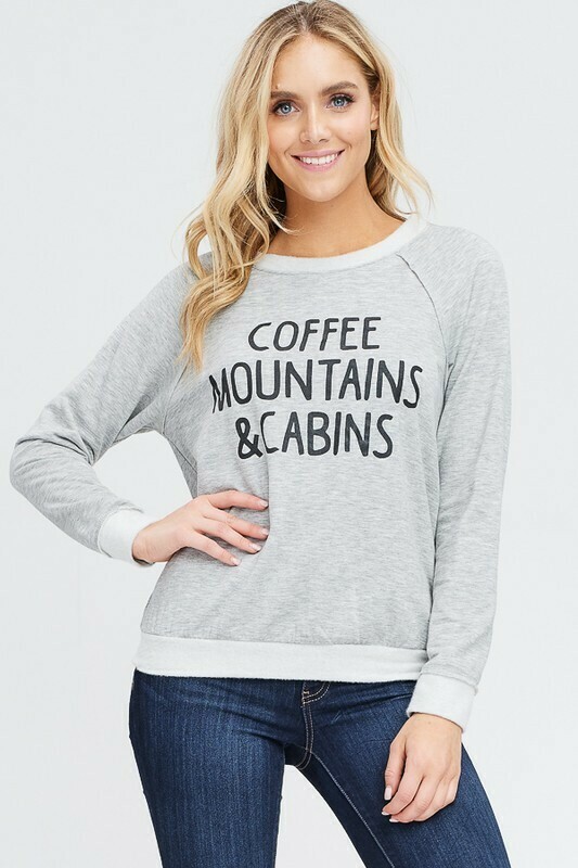 Mountain &amp; Cabins Heather Grey Top