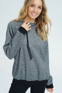 Zigzag Stitching Hoodie Navy