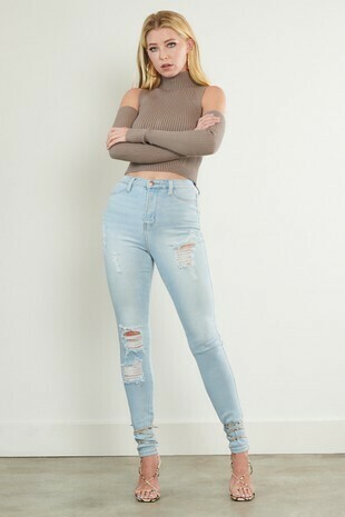 Distressed Skinny Light Stone