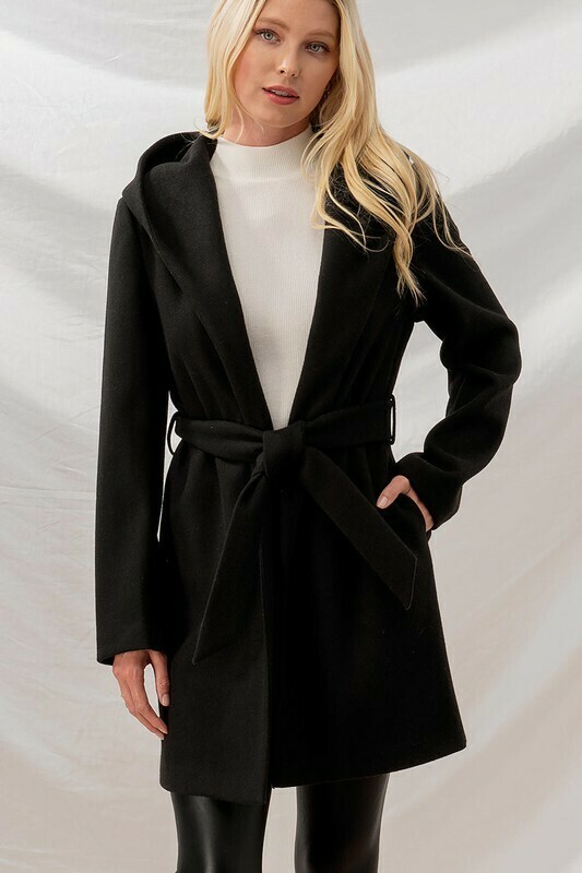 Coat Jacket W Belt Black