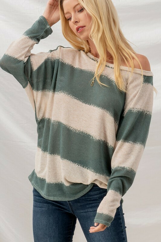 Color Block Dolman Knit Sage