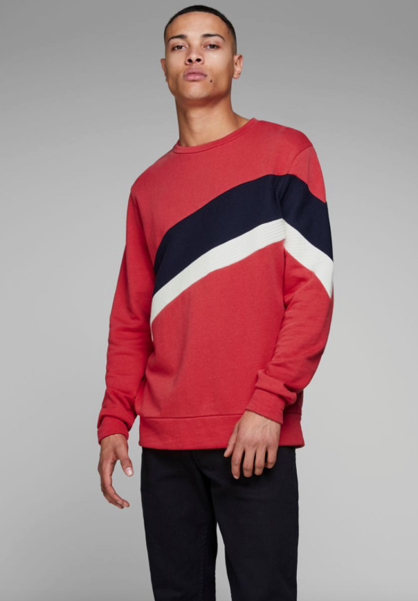 Block Sweater Crew Neck Fiery Red