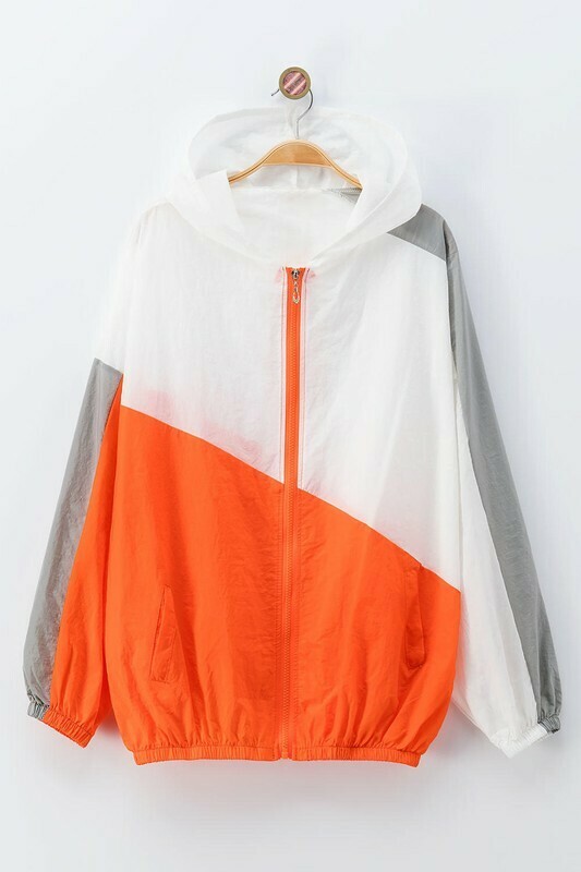 Color Block Windbreaker Orange
