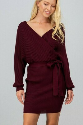 L/S Wrap Dress Wine