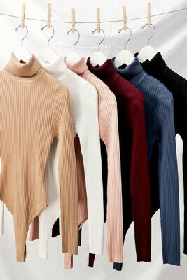 Knit Turtle Neck Bodysuit Black