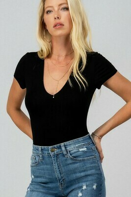 V Neck Bodysuit Black