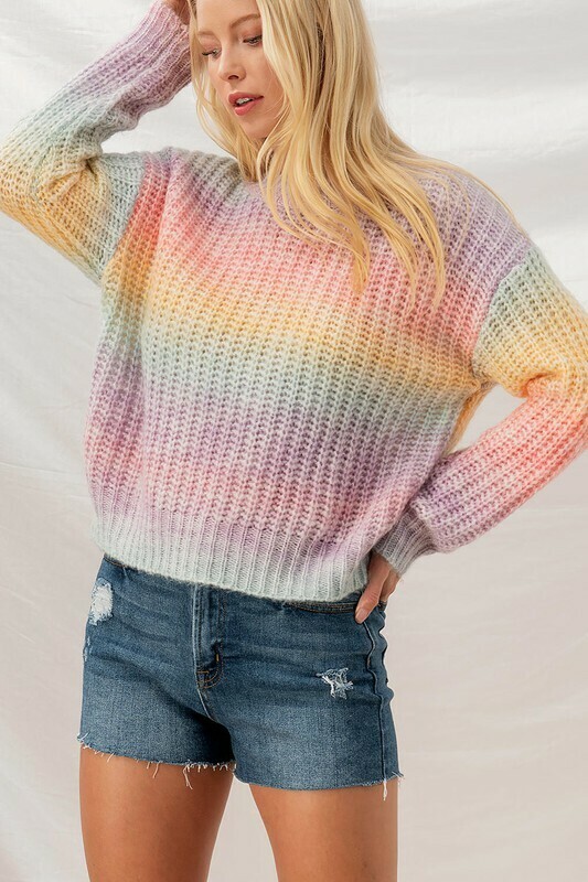 Gradient Knit Sweater Rainbow