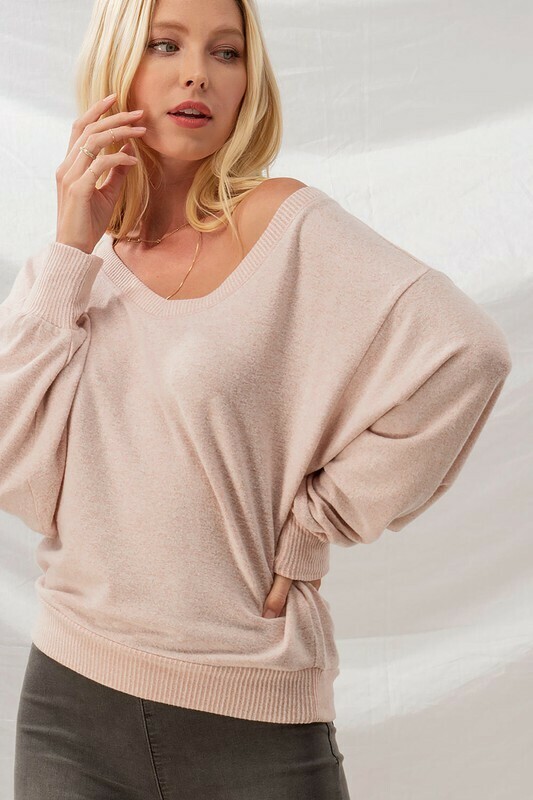 Wide Knit Top Misty Rose