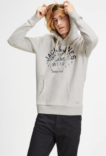 Jeans Sweater Hood White Melange