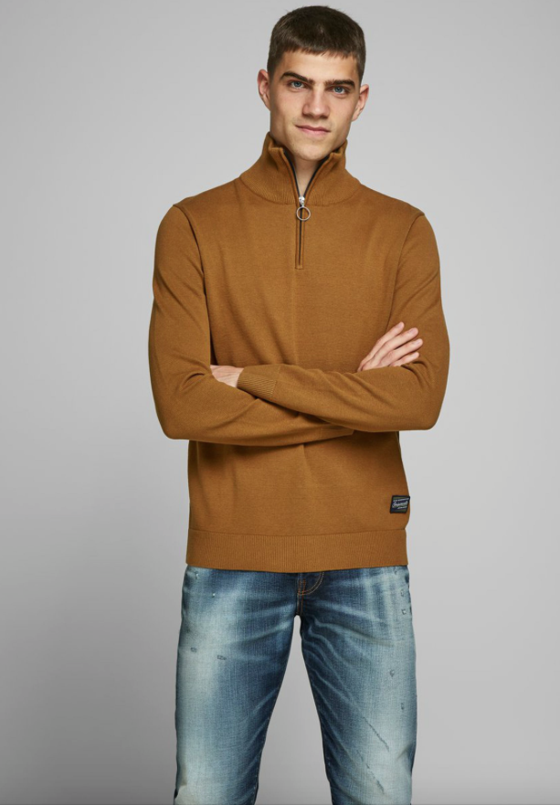 Knit High Neck Zip Sweater Rubber