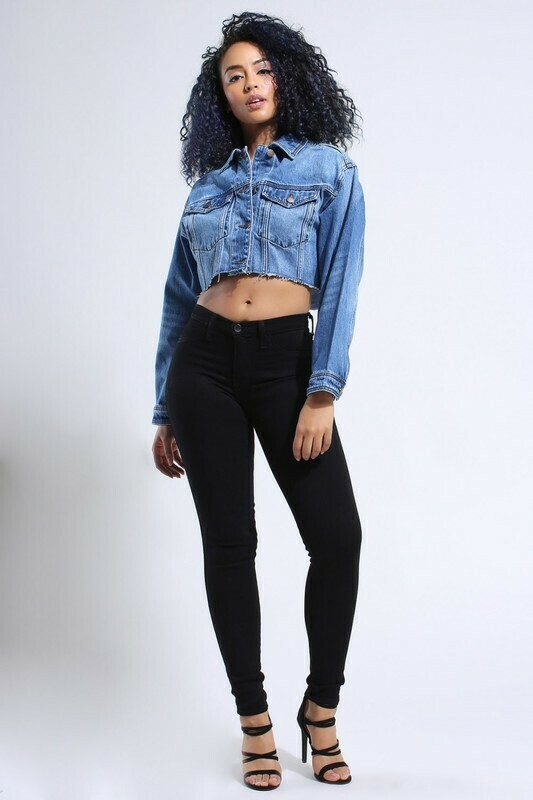 1660BK Mid Rise Skinny Black Jeans