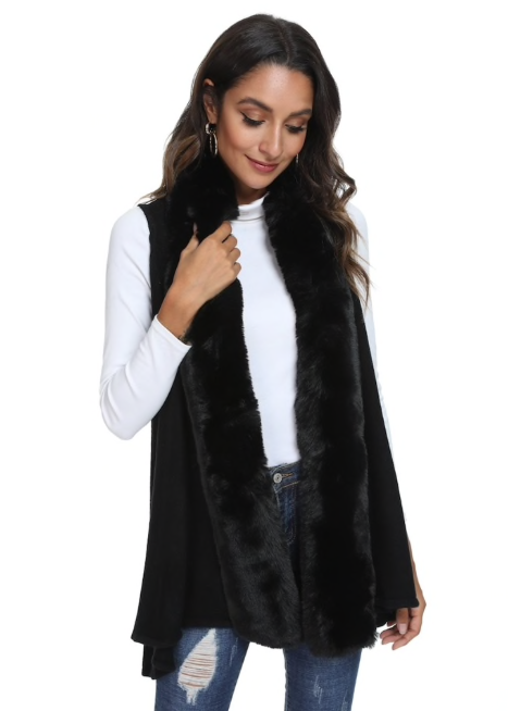 CT140-20 Faux Fur Vest Black