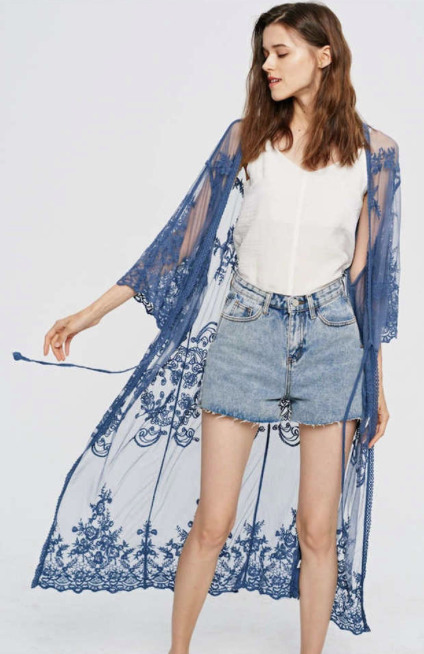 ST120-26 Long Cardigan Blue