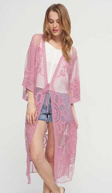 ST120-23 Light Pink Long Cardigan