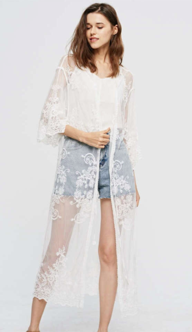 ST120-26 Long Cardigan White