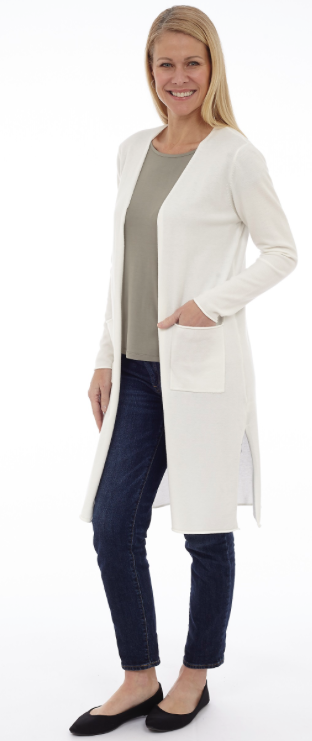 Long Body Open Cardigan W/Pockets Mulberry