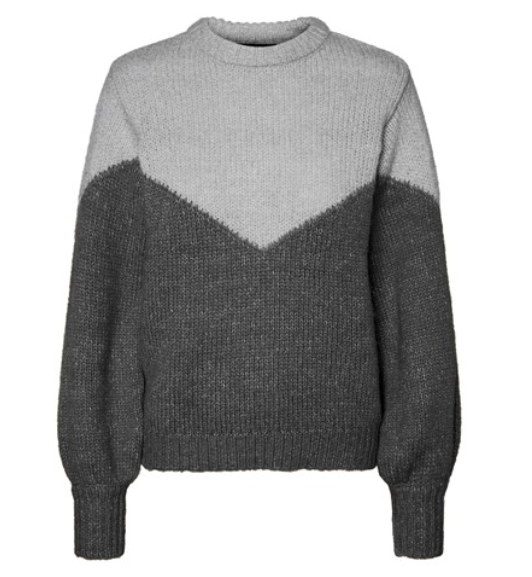 Winnie LS Block Blouse Grey Melange