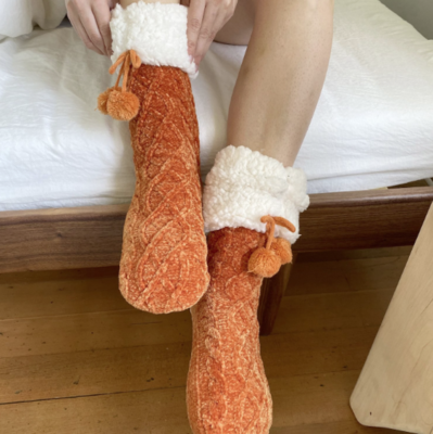 Cable Knit Peach Caramel Chenille