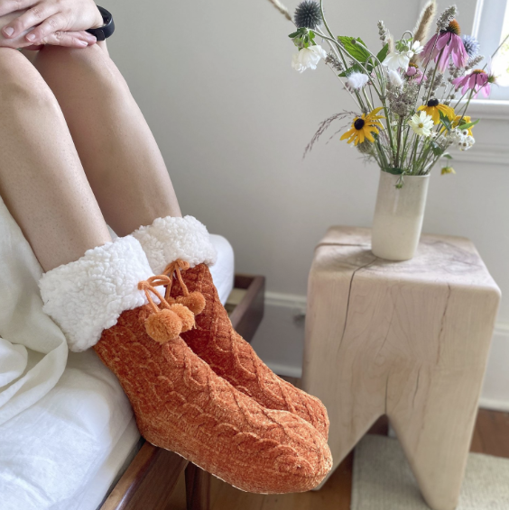 Cable Knit Peach Caramel Chenille