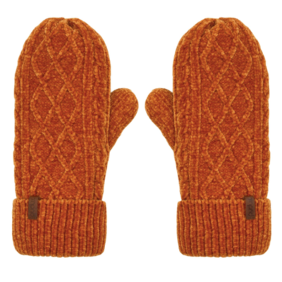 Mittens Cable Knit Peach Caramel