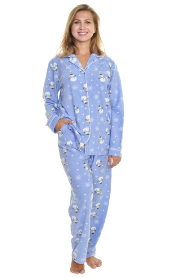 Sman Cozy Fleece Collar Pajama Set with Pockets