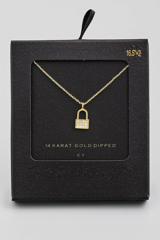 20396GD Lock CZ120 Necklace