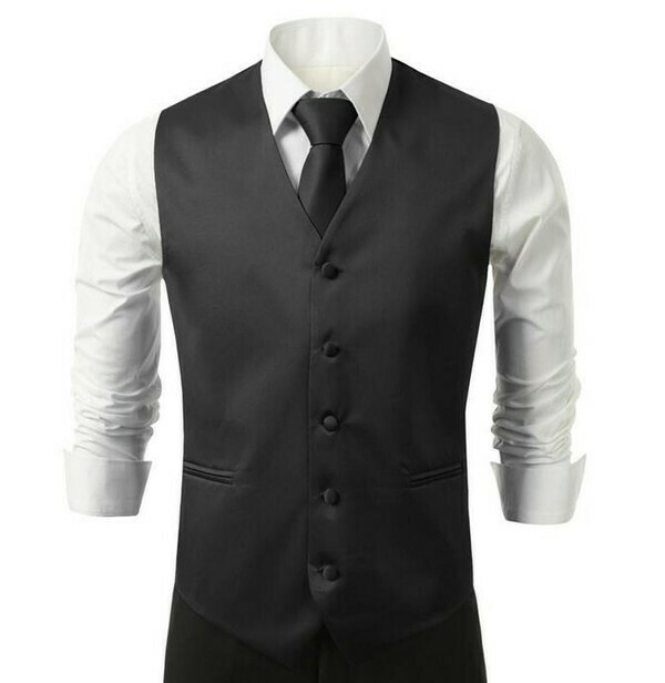 Microfiber Vest Neck Tie Set Black