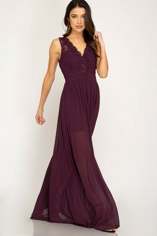 Chiffon Maxi Dress Egg Plant