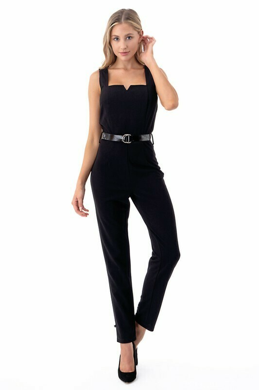 Fabric Jumpsuit Black W/Belt