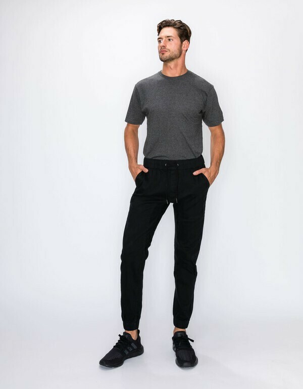 Black Elastic Waistband Cargo Pants