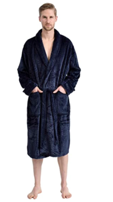Mens Flannel Robe Navy