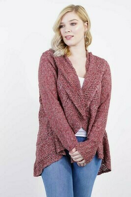 Open Knit Cardigan- Red