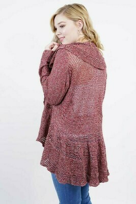 Open Knit Cardigan- Red