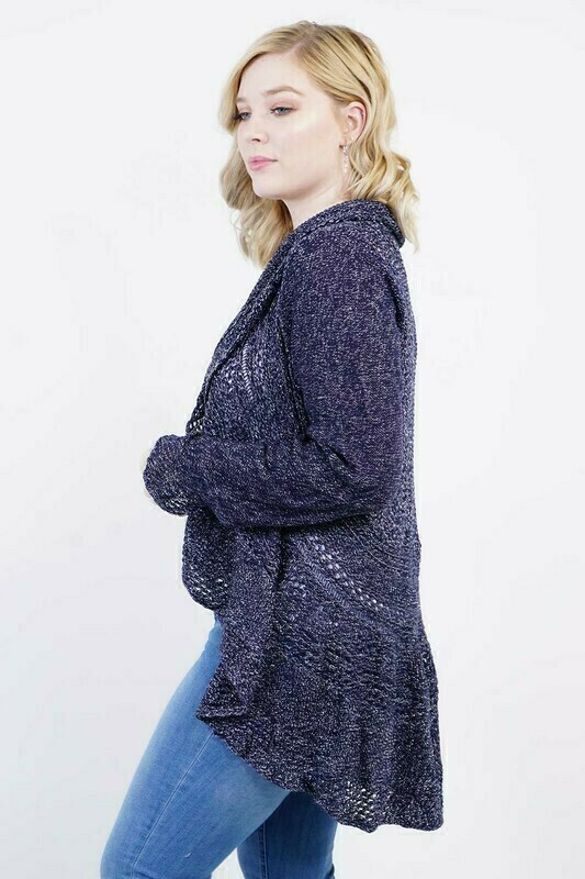Open Knit Cardigan- Navy