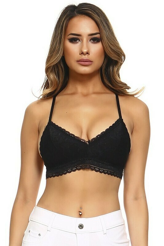 Lace Racerback Bralette- Black