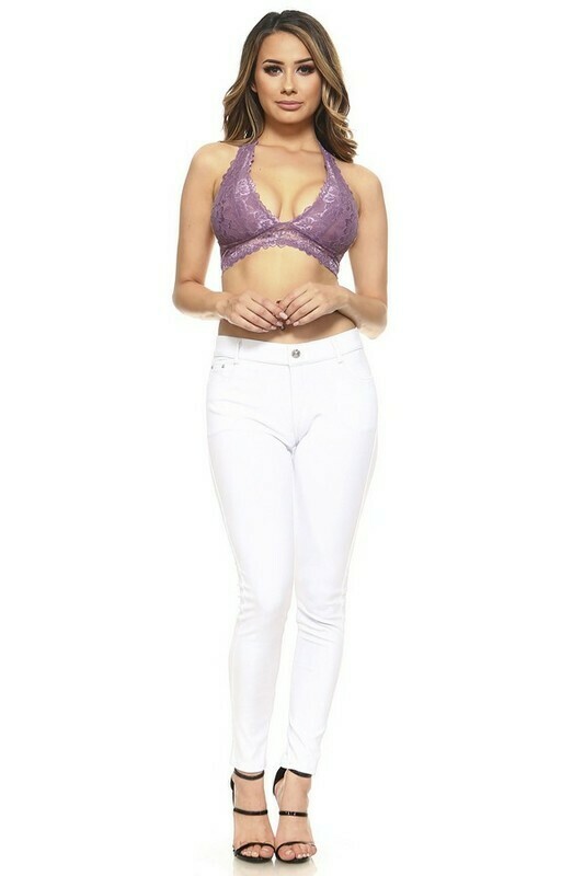 Lace Halter Bralette- Purple