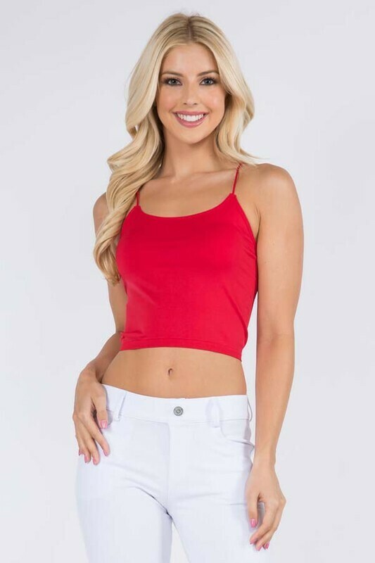Basic Cropped Camisole tops Carimson